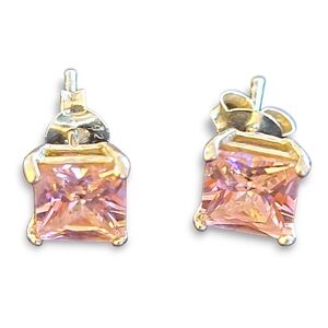 Pink Austrian Crystal Sterling Silver Stud Earrings